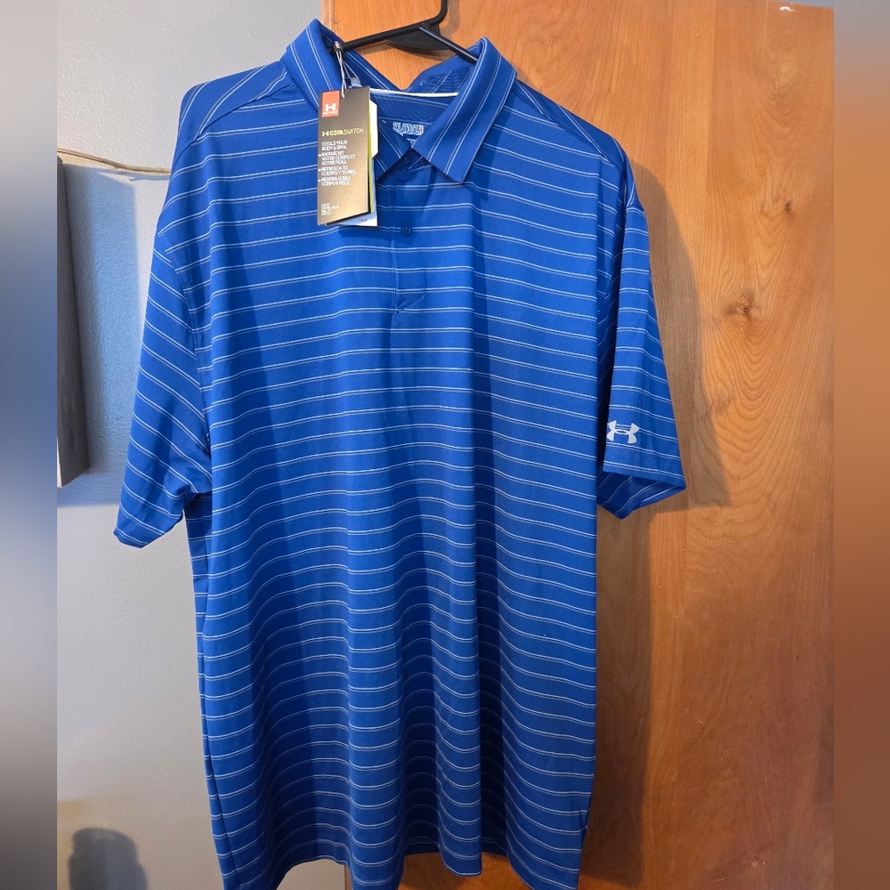 Under Armour Men's Blue Striped Polo Shirt